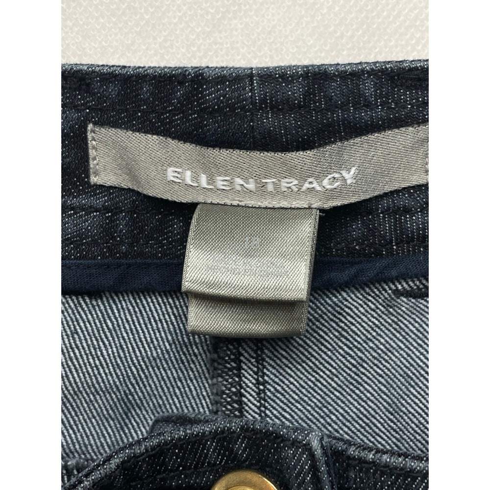 Ellen Tracy Jeans Women 18 Blue Dark Wash Straight Leg Mid Rise Denim Pants - Picture 3 of 10